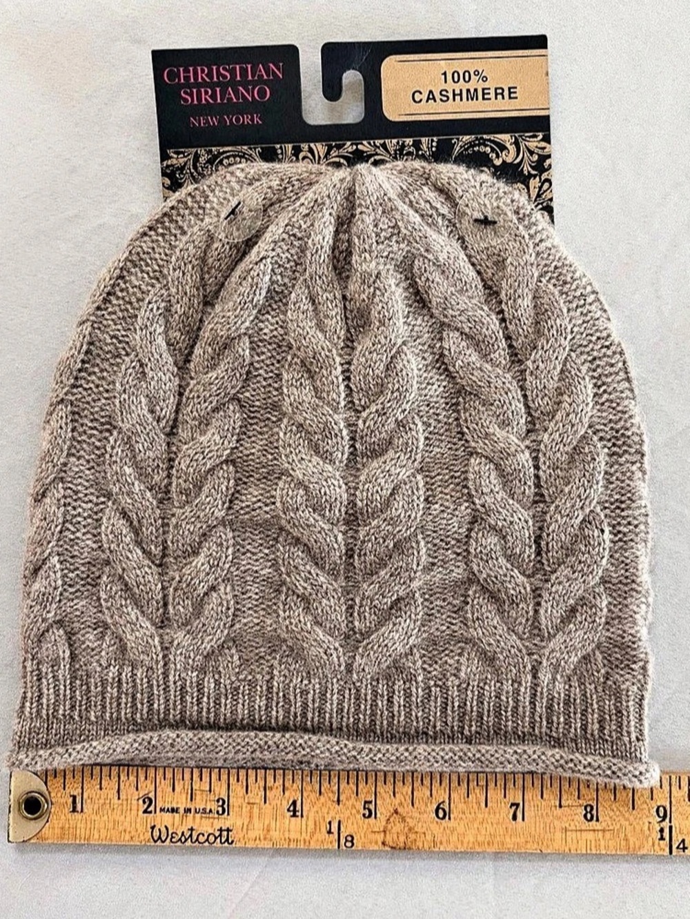 Christian Siriano New York 100% Cashmere Cable Knit Beanie Cashmere Cable Knit